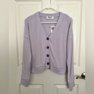 Dry Goods Double Zero Lavender Cropped Cardigan